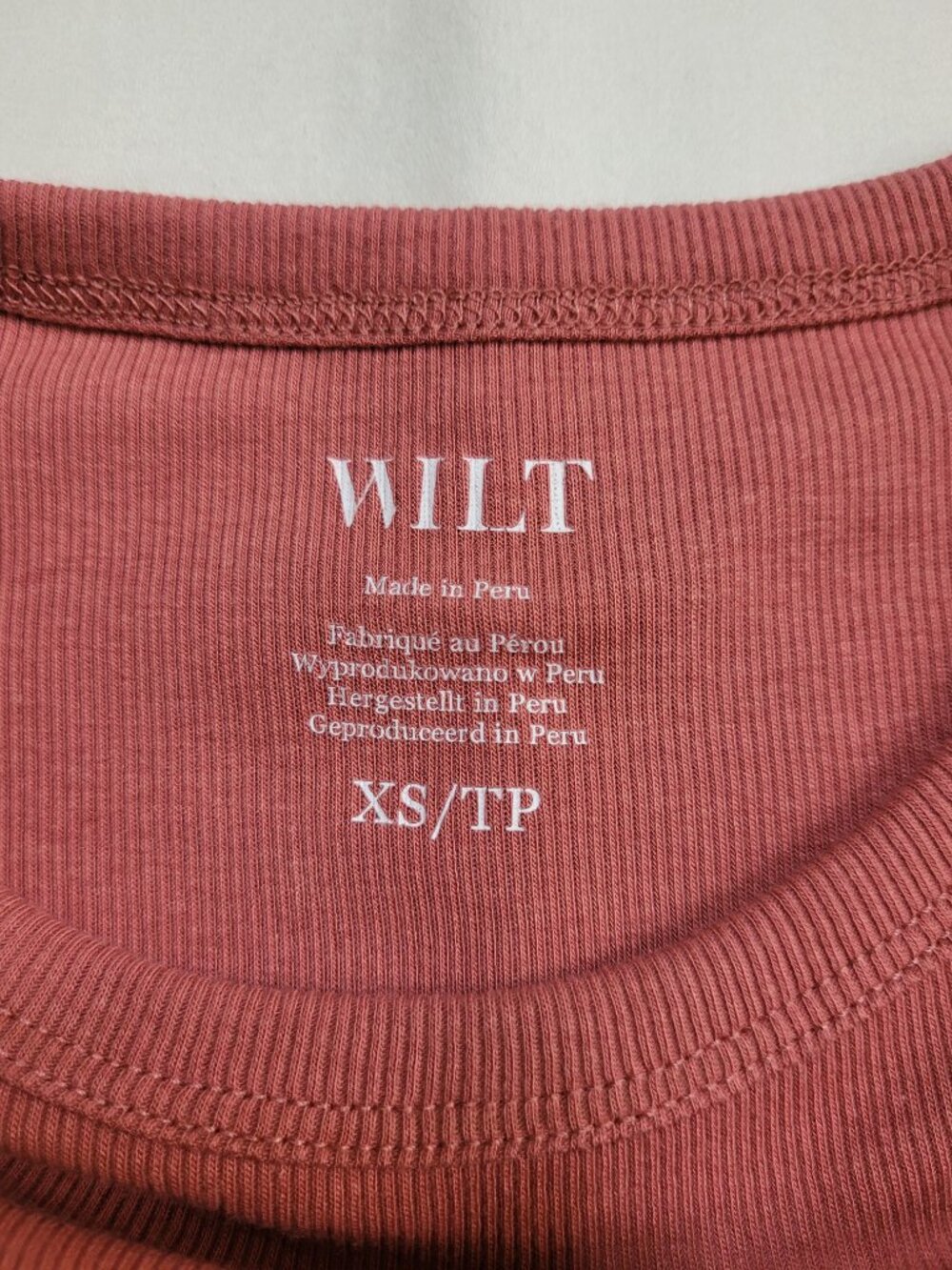WILT Ribbed Knit Short Sleeve Baby Tee T Shirt Top Crew Neck XS Minimalist - Picture 3 of 7